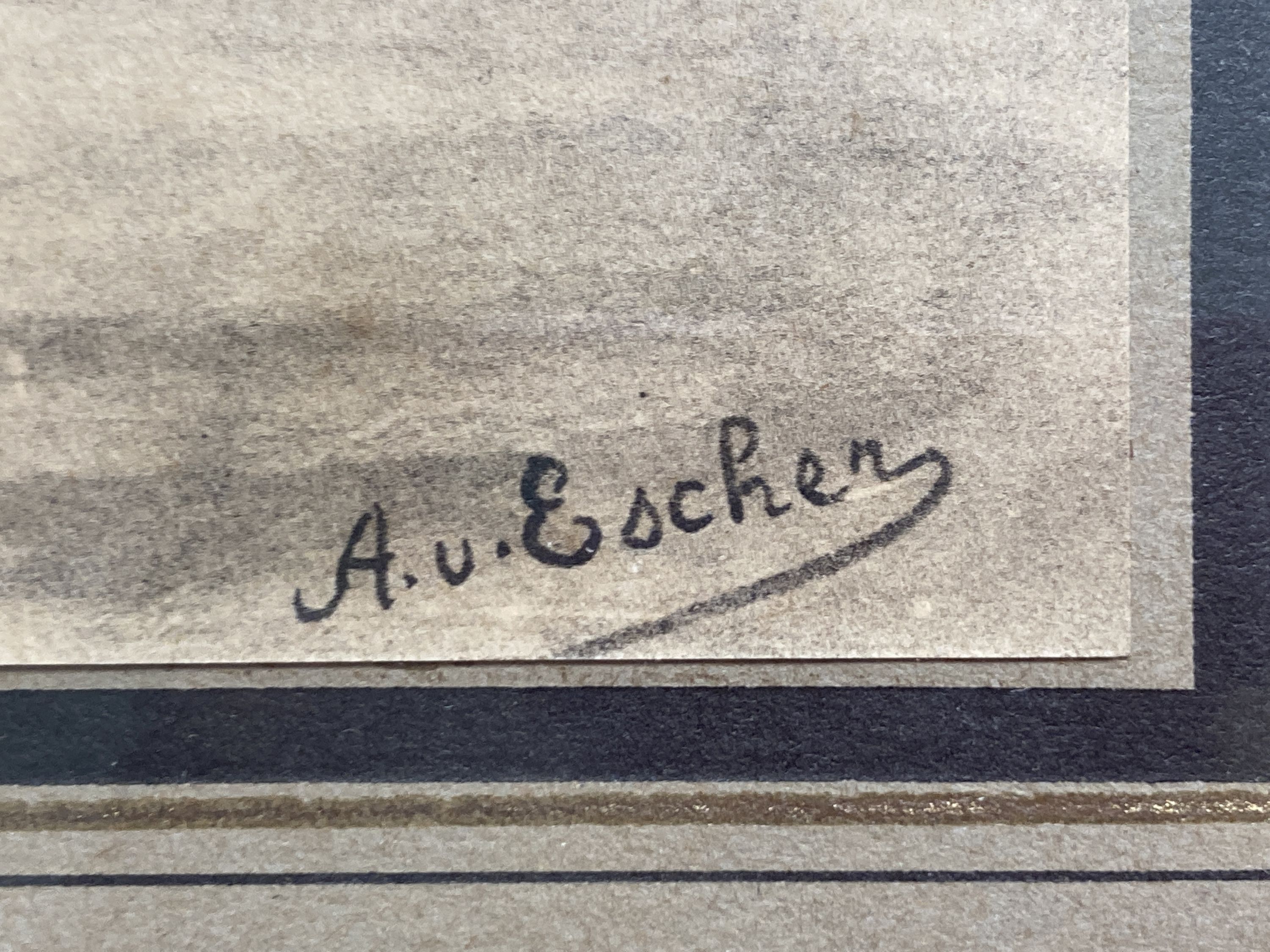 After Albert von Escher (Swiss 1839-1905). Basel-Stadt, a set of four framed military prints, 17 x 24cm